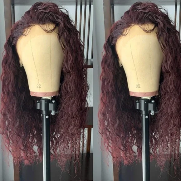 - 💫22” BURGUNDY BEACH WAVY LACE FRONT WIG💫 *NWT